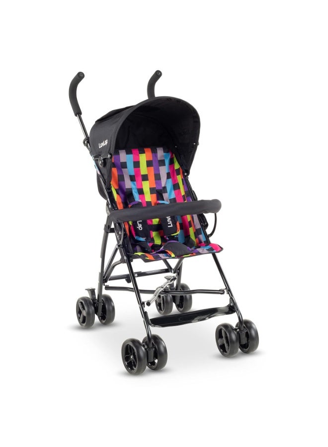 LuvLap Tutti Fruti Baby Stroller/Buggy, Lightweight, Compact & Travel Friendly Baby Pram for 6-36 Months, 5 Point Safety Harness, Adjustable seat Recline, Extendable Canopy, Upto 15Kg (Printed Black) - Image 1